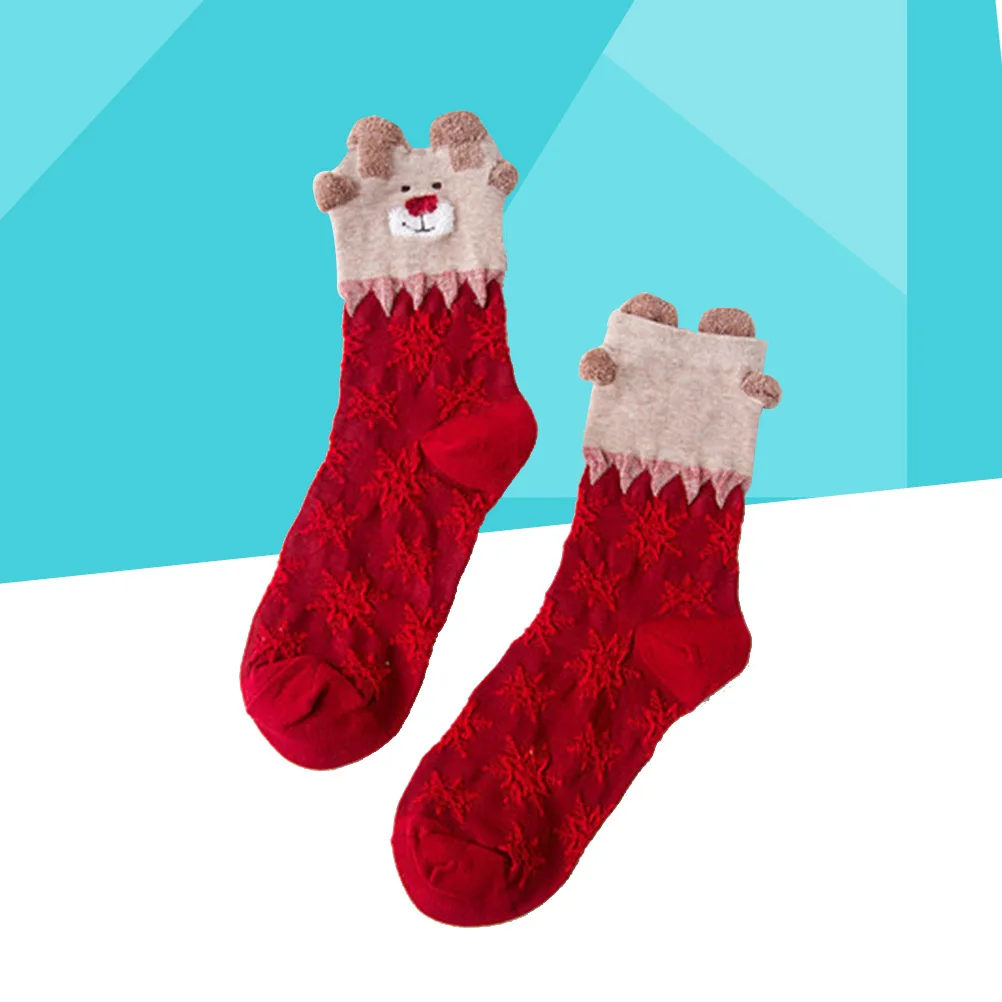 

Pair of Christmas Socks Premium Cotton Warm for Girls Boys Bright Festive Color Soft Non-Slip Home Wear