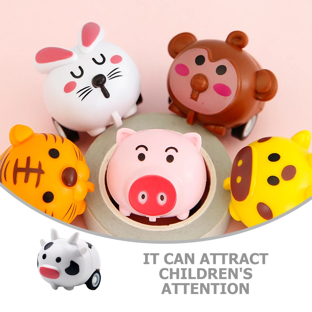 

5pcs Animal Shape Pull Back Friction Powered Baby Cute Cartoon Infant Push Vehicle Plaything For Kids Party Favors Gift Toddler