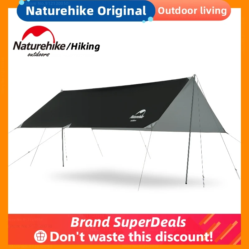 

Naturehike Camping Vinyl Silver Coated Canopy Double Sided Outdoor Ultralight Black Awning Waterproof Sun Protection Sun Shelter