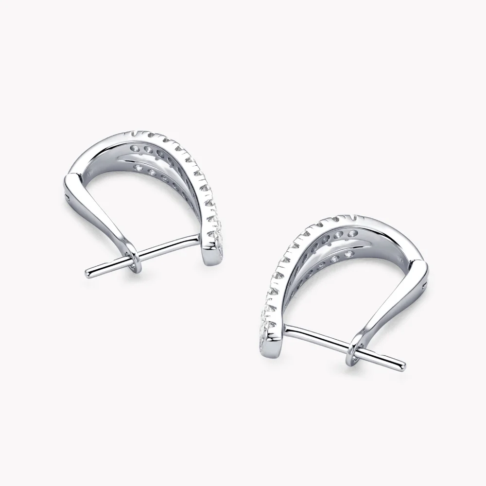 M-JAJA Moissanite U Shape Clip Earrings 925 Sterling Silver Diamond Hoop Earrings for Women 18k Gold Plated Wedding Fine Jewelry