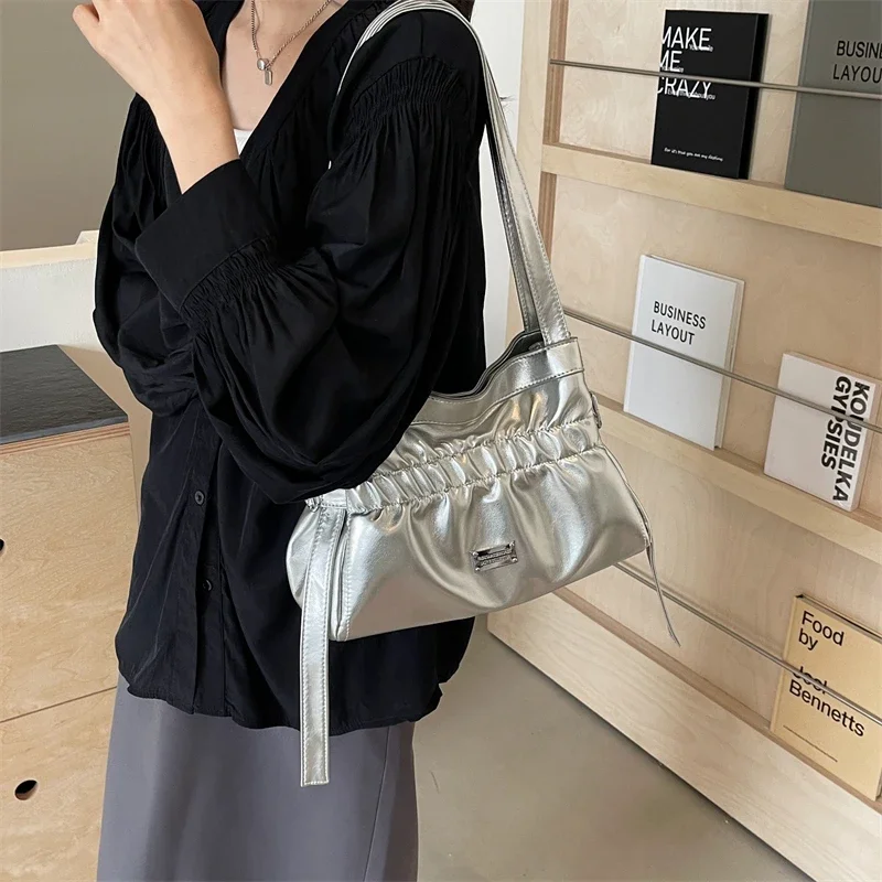 Small Shoulder Bags for Women 2024 Designer Korean Fashion Short Handle Handbags and Purses Trend Solid Color Underarm Bag