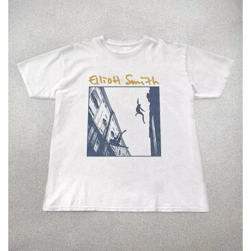 Men's 90s Band Shirt, Elliot Smith T-shirt Short Sleeved, Suitable for Both Men and Women All Year Round