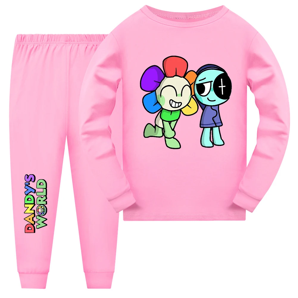 

Girls Dandy's World Sleepwear Suits Kids 2 Pieces Pyjamas Set Horror Game Dandys Clothes Boys Hood Long Sleeves Pants Sportsuits