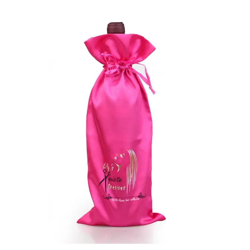 50PCS Satin Drawstring Bag Silk Drawstring Pouch Jewelry Cosmetic High-grade Wine Packaging Pouch Storage Pocket Hair Print Logo