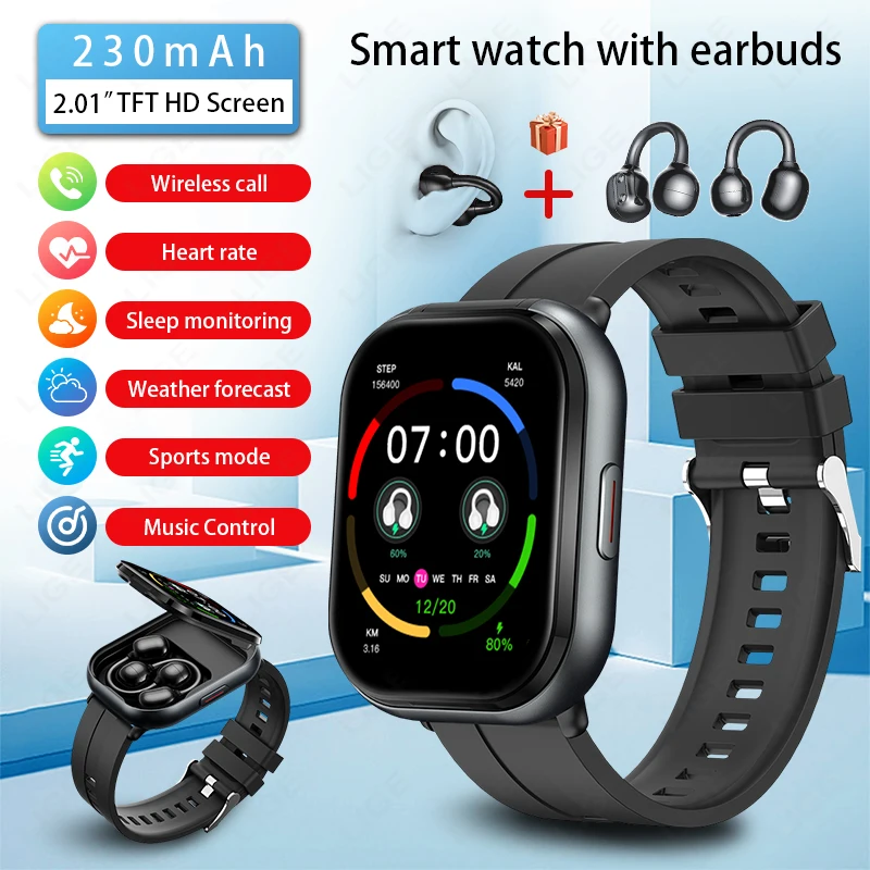 LIGE 2 In 1 TWS Smartwatch with Earphones 2.01
