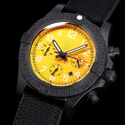 2024 carbon fiber texture Avengers Night Mission Fashion casual Chronograph  watch Yellow 44mm Waterproof Mechanical men's Watch