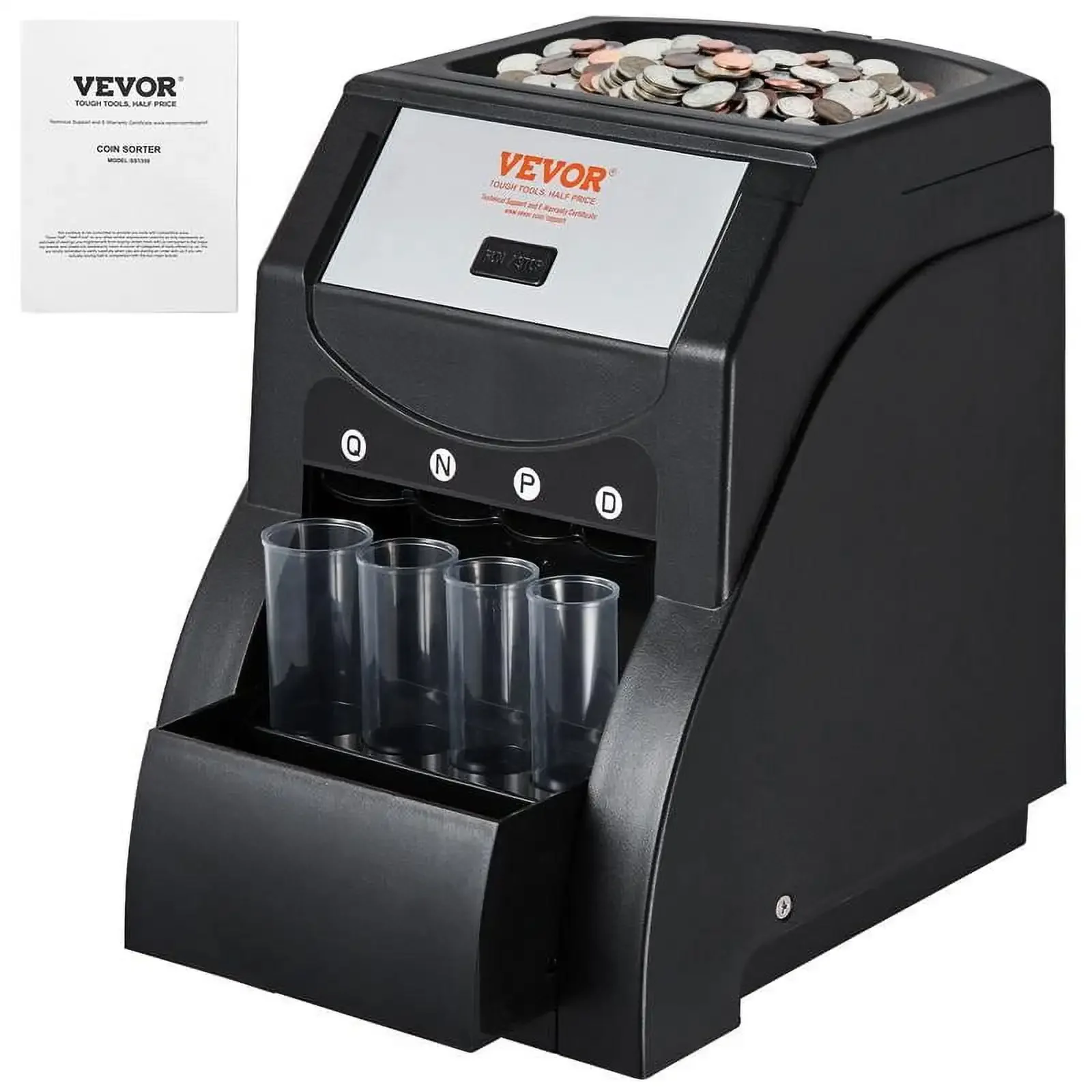 USD Coin Sorter, Coin Sorter Machine for USD Coin 1￠ 5￠ 10￠ 25￠, Sorts up to 230 Coins/min, Coin Sorter and Wrapper Machine