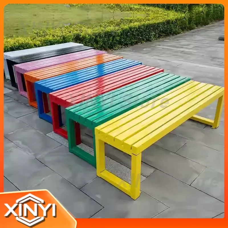 for Park Outdoor Chair Preservative Wood Bench Badminton Hall Shopping Mall Leisure Back Seat