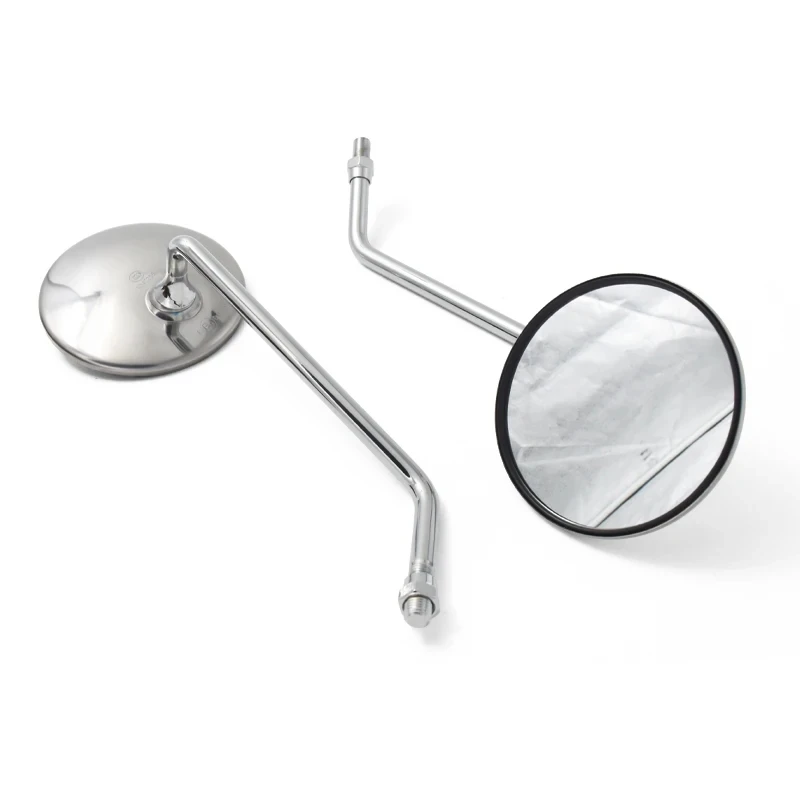 Positive Thread 10mm Vintage Motorcycle Universal Round Stainless Steel Rearview Mirrors for GN125 CG