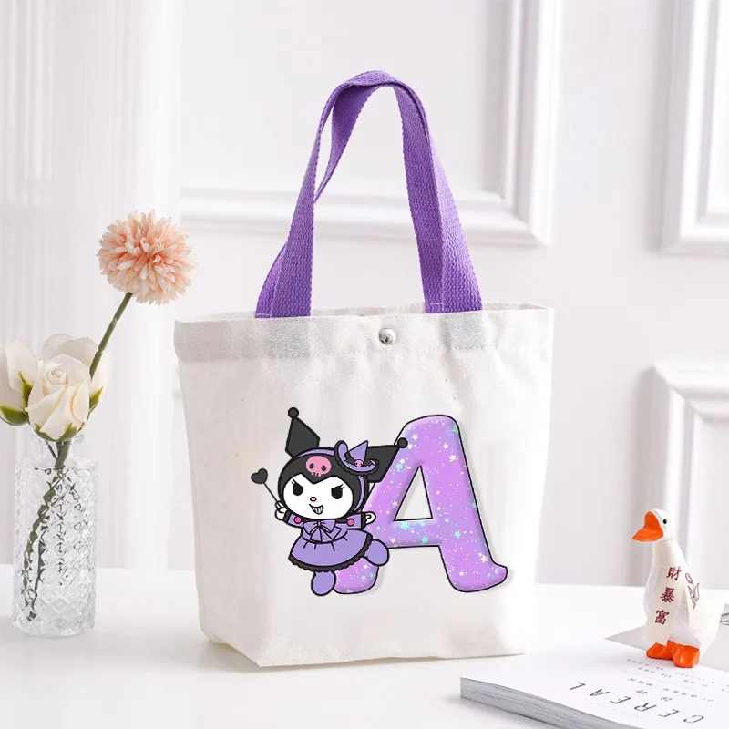 

Anime Sanrio Kuromi Fashion Tote-bag for Women Cartoon Letter Printed Handbag Students Portable Fashion Handbags Shopping Bag