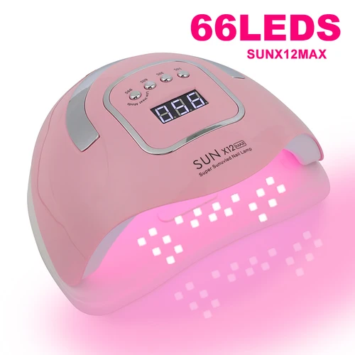 Lámpara de uñas SUNX12 Max, secador de uñas rosa para manicura, 66 LED, luz UV, cura rápida, lámparas de uñas Autosense con Base