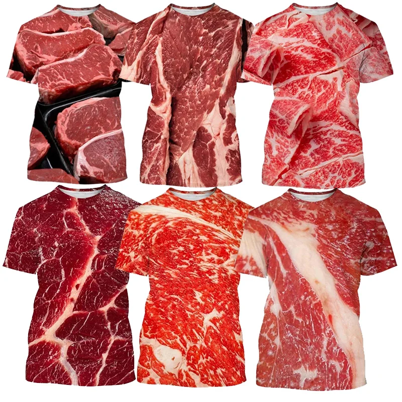 

2024 Creative Beef and Lamb T-shirt for Men and Women 3D Printed Street Wear Personalized T-shirt Round Neck Casual T-shirt Top