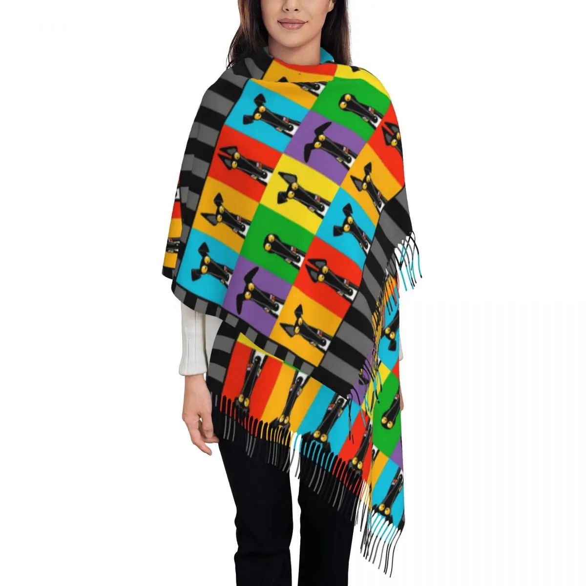 

Greyhound Semaphore With Borde Scarf Tassel Scarves Women Soft Warm Shawls and Wraps Large Fall Winter Shawl Wrap