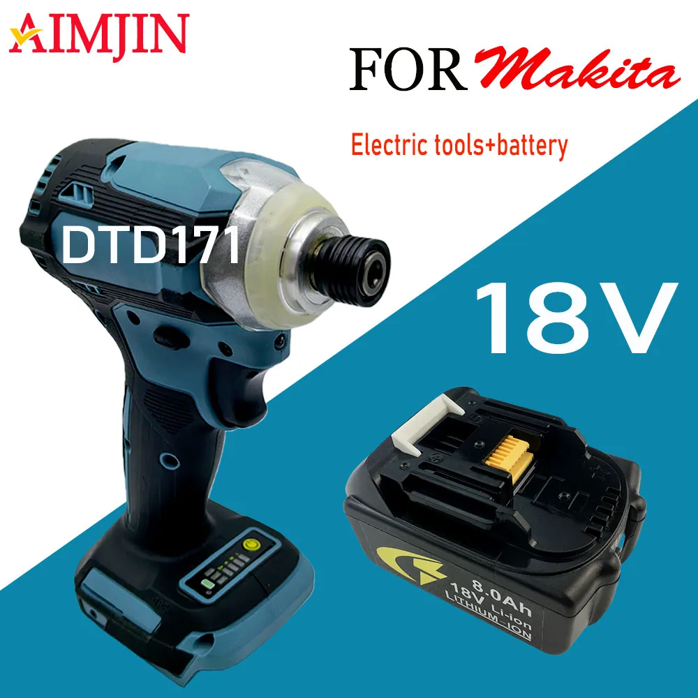 For Makita compatible DTD171 18 volt brushless electric screwdriver rechargeable impact drill driver battery power tool