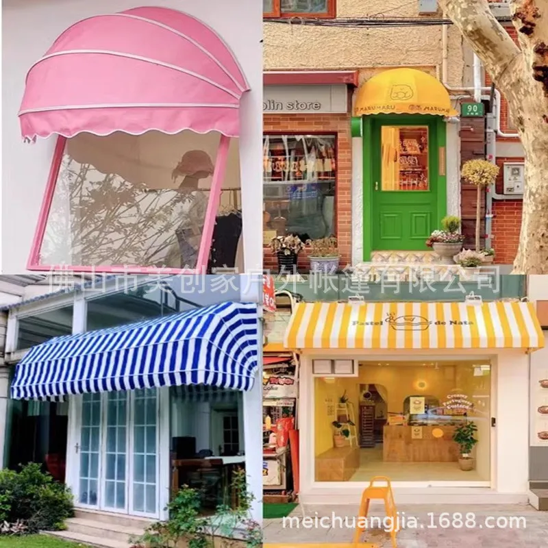 French curved canopy door head decoration fixed trapezoidal awning shop folding semi-circular watermelon canopy window canopy