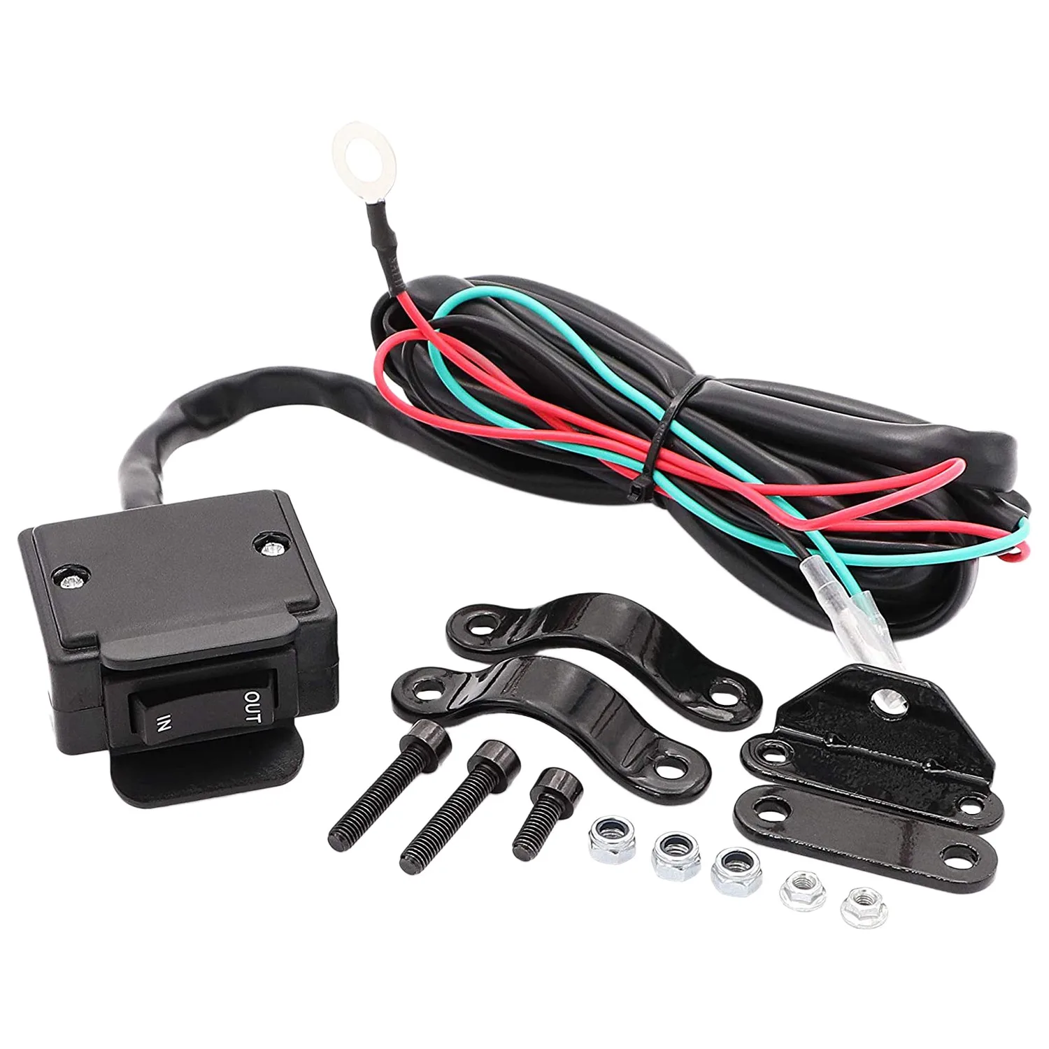 

Practical 12V ATV Winch Rocker Switch With Handlebar Control Line Kit For ATV/UTV