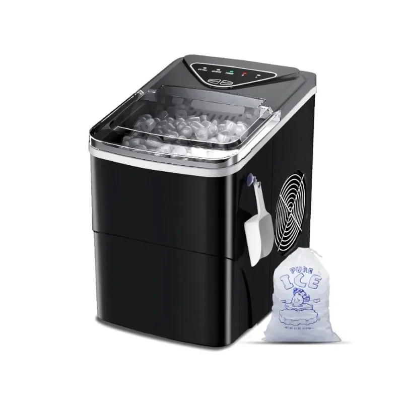 Ice Makers Countertop, Self-Cleaning Function, Portable Electric Cube Maker Machine 9 Pellet Ice Ready in 6 Mins