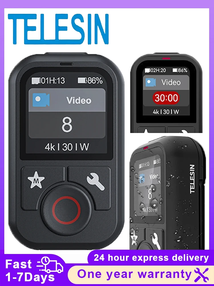 Wodoodporny pilot Bluetooth TELESIN T13 do GoPro Hero13 12 11 10 9 8 Max z paskiem na nadgarstek, akcesoria do kamer sportowych — zdjęcie produktu 7