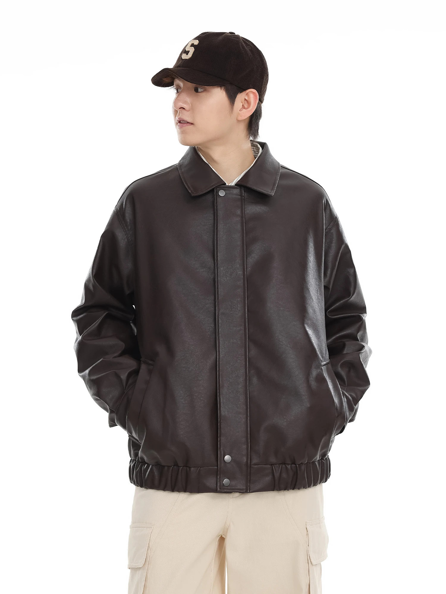 ملابس خارجية للرجال من RB كاجوال Sle Retro American Street Faion من الجلد بياقة Jaet ملابس خارجية للخريف والشتاء للشباب من البوليستر... #3