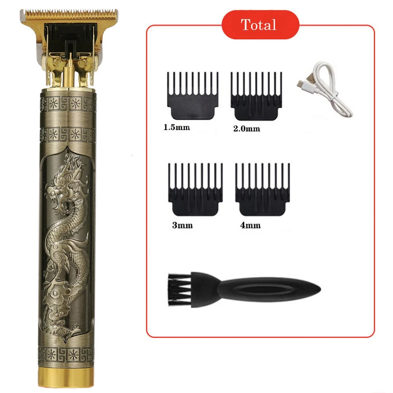 Electric USB Powerful Motor Waterproof Light Head Oil Head Carving Mark Razor Hair Clipper