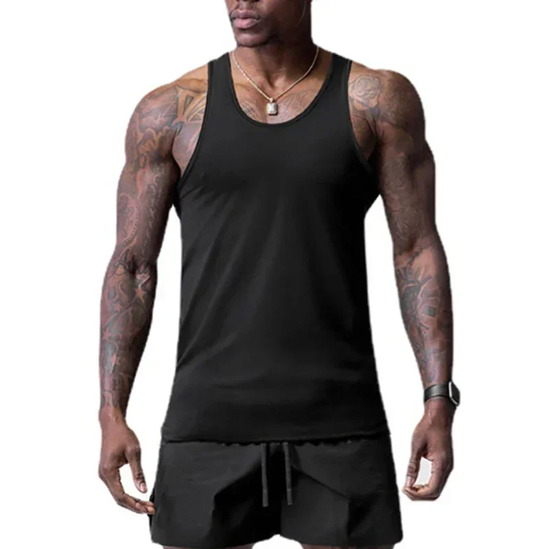 Plain Gym Bodybuilding Fitness Laufwesten Mesh Atmungsaktiv Schnell Trocknend Ärmellose Tank Tops Herren Slim Fit Workout Muskelshirts