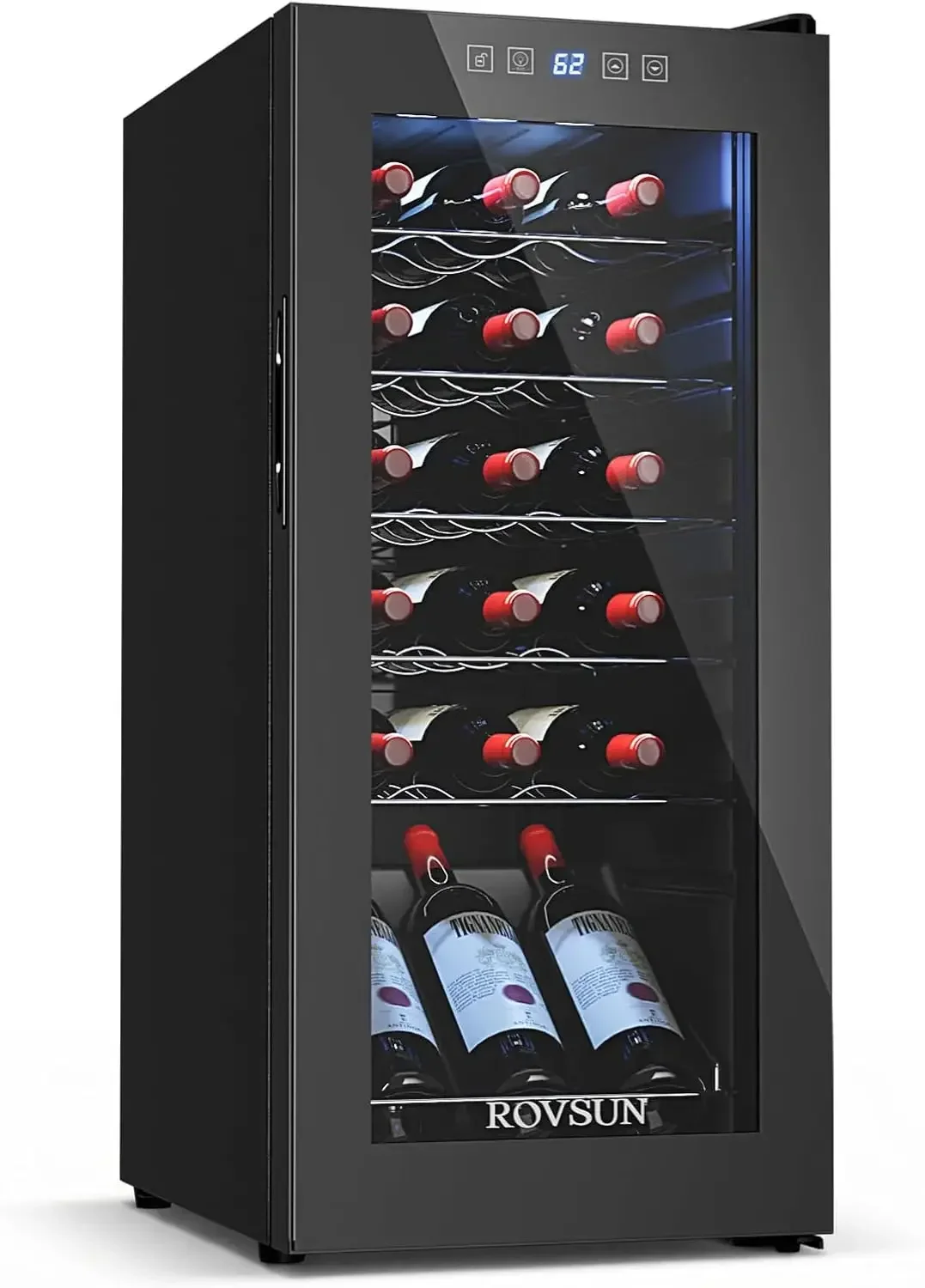 18 Bottle Wine Fridge, Freestanding Compressor Wine Cooler Refrigerator, Beverage Wine Chiller with Digital Temperature Control
