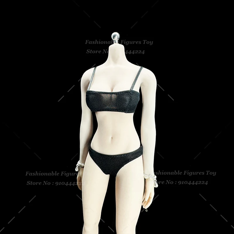 2 نمط 1/6 النساء الجندي الملابس الداخلية مطاطا مطاطا الملابس الداخلية تانك المحاصيل الأعلى ملفوفة البرازيلي السروال مجموعة صالح 12 "عمل الشكل الجسم #3