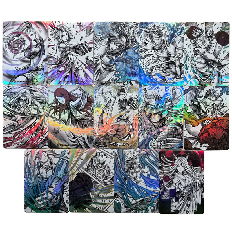 

14pcs/set NARUTO Uzumaki Naruto Uchiha Sasuke Haruno Sakura DIY self-made Color Flash Card Anime Game Collection Card 63*88mm