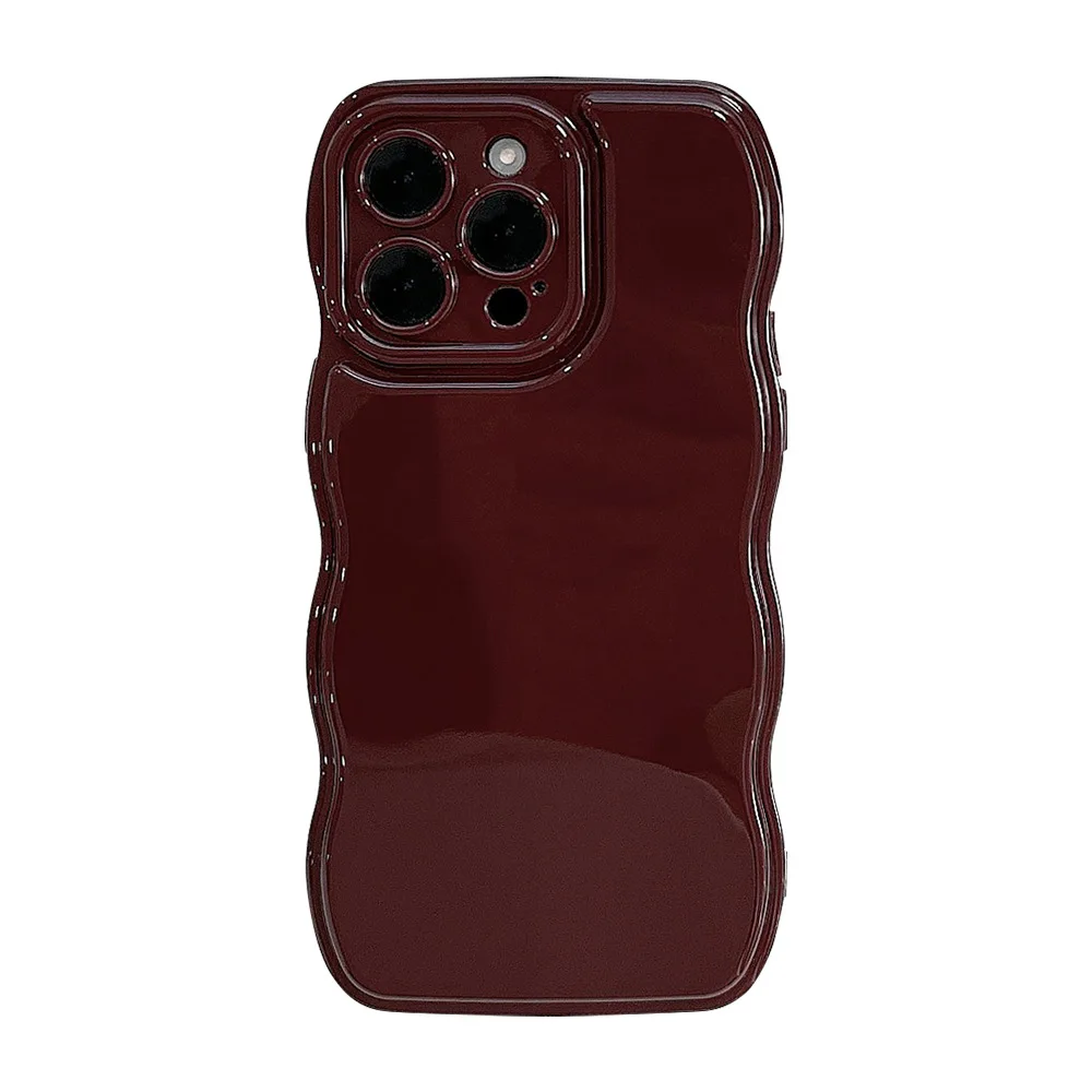 Vintage Wine Red Wavy Edges Phone Case For iPhone15 14 13 12 11 Pro Max X XR XSMAX  TPU Fall prevention Cover New Products image 5