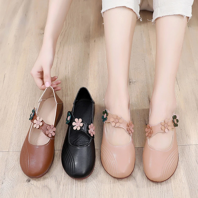 

2025 Flower Design Comfort Ballet Flats Women Fashion Square Toe Shallow Soft Sole Mary Jane Shoes Elegant Brand Designer Shoes