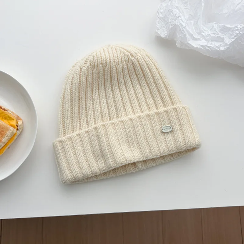 Pure Wool Knitted Cold Hat Autumn and Winter Hat Cycling Windproof Soft Waxy Wool Hat Commuter Knitted Hat Warm Cold Hat