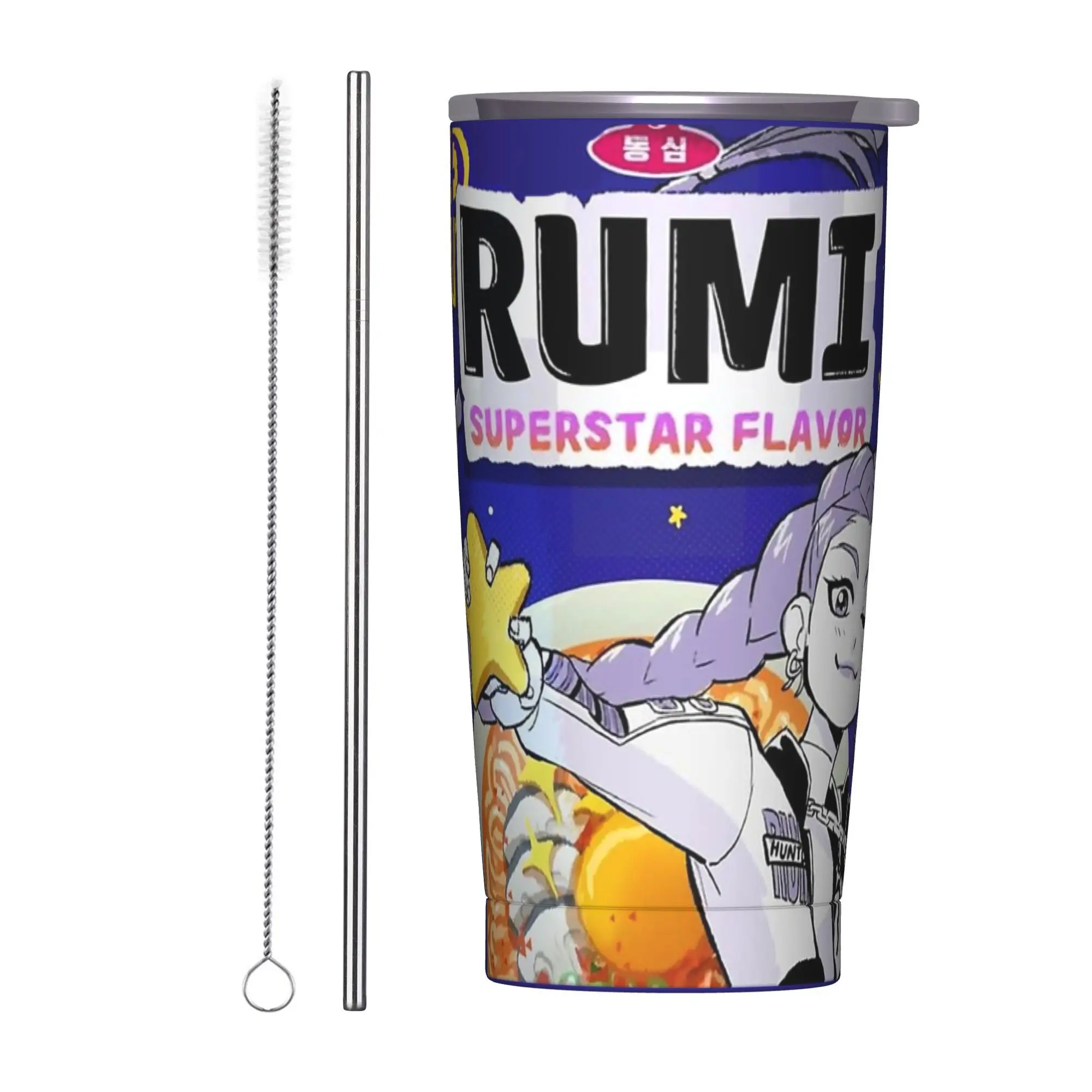 

Rumi Superstar Flavor Ramyeon Ramen Tumbler Vacuum Insulated KPop Demon Hunters Cup Stainless Steel School Mug Spill Proof, 20oz