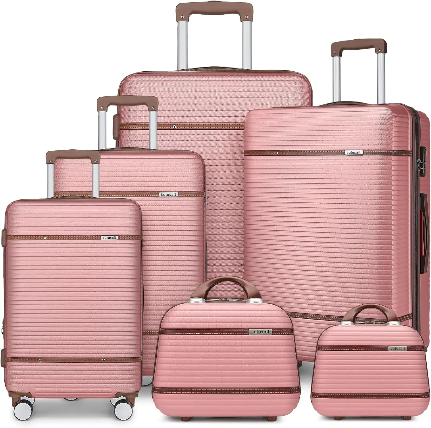 Luggage Sets 6 Piece With Two Cosmetic Case, Expandable(Only 28 & 24"") Hardside Luggage With 360° Spinner Wheels, Durable