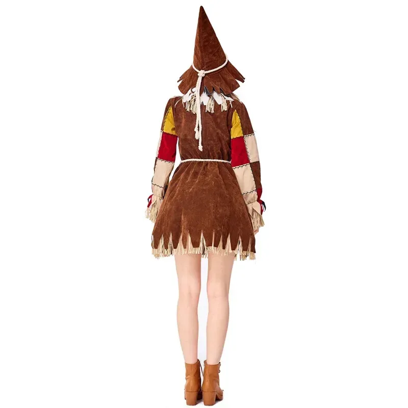 Adult Women Scarecrow Cosplay Costume Fantasia Halloween Purim Carnival Mardi Gras Costumes Fancy Dress