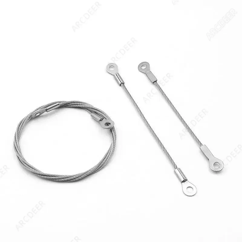 Maosu 10pcs 1.5mm Stainless Steel Wire Rope With Eyelets, Secure Tether Lanyard For Fall Arrest, Tool Safety & Locking Gate