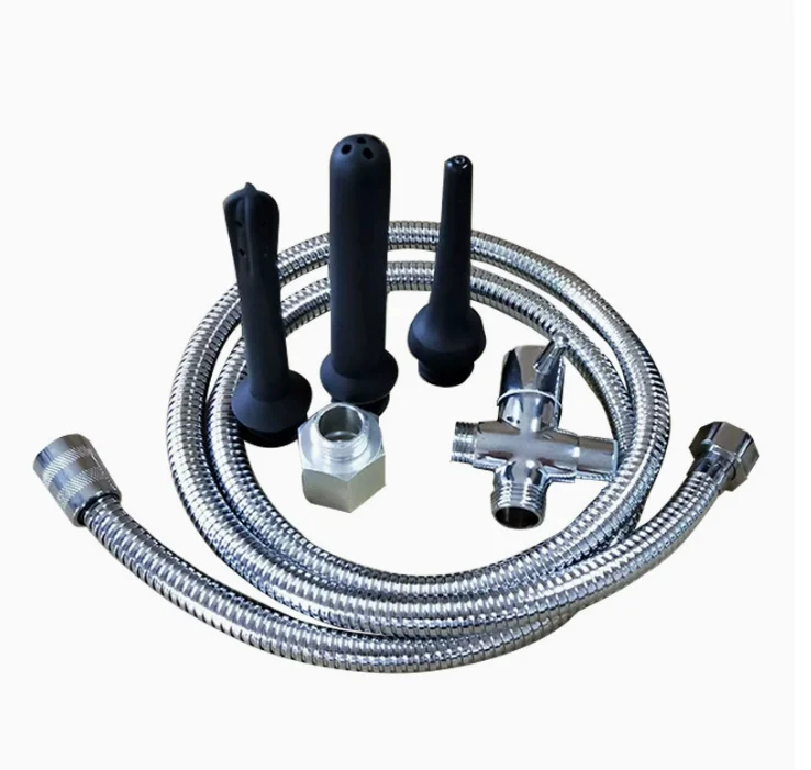 

Portable Shower Enema System with 79-Inch Hose, 3-Way Diverter for Men and Women - Cleaner Attachment Kit