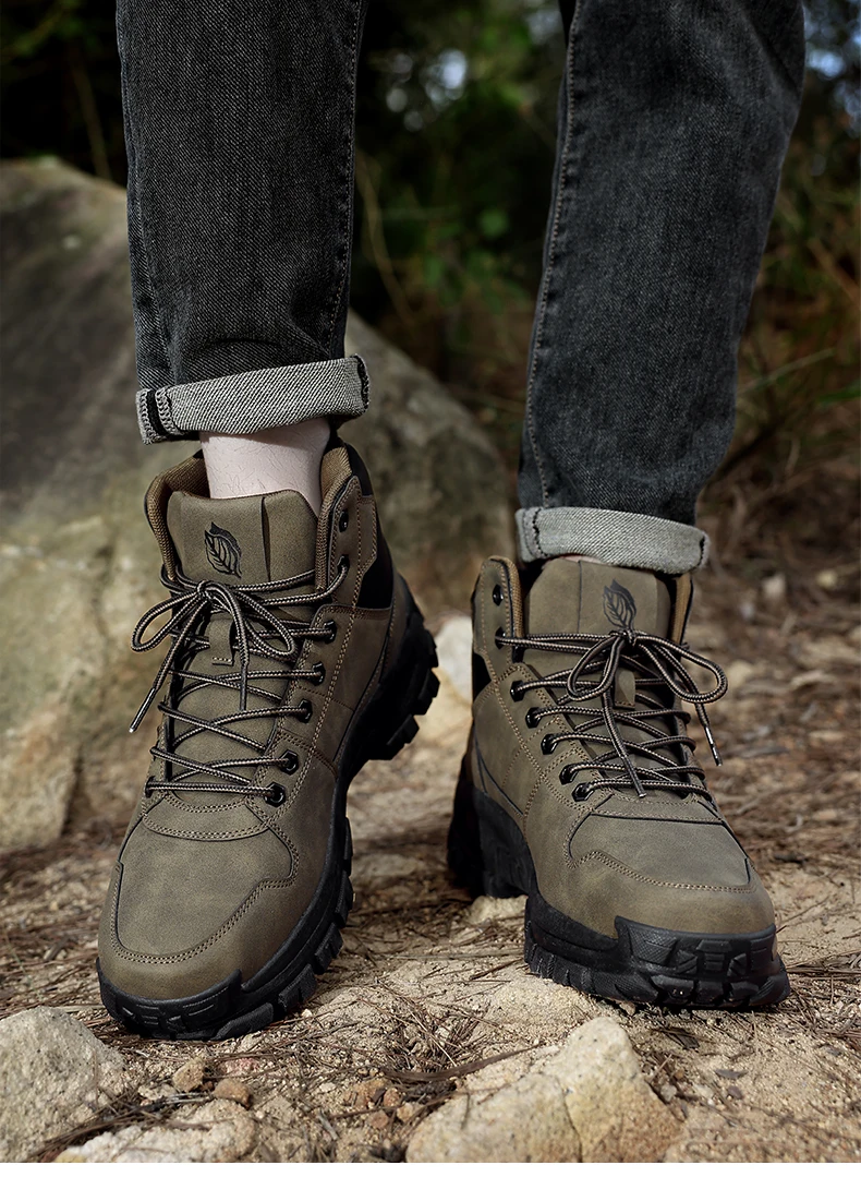 High-Top-Lederstiefel für Herren, atmungsaktive Desert Combat Boots, rutschfeste Outdoor-Wanderstiefel für Herren, Motorradstiefel, Arbeitsstiefeletten – Detail 23