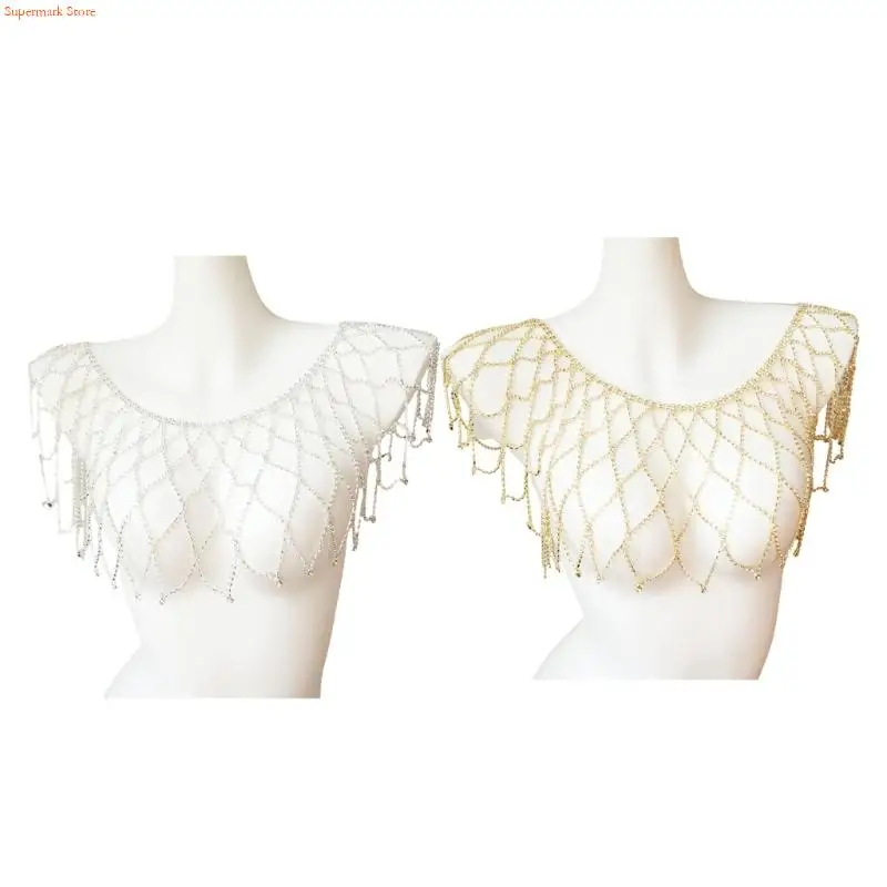 

Q5WE Fashion Openwork Shoulder Chain Rhinestones Body Jewelry For Women Night Event