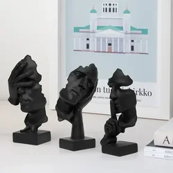 3 Pcs Thinker Statue, Silence is Gold Abstract Art Figurine, No Hear No See No Speak Modern Home Resin Sculptures Decorative