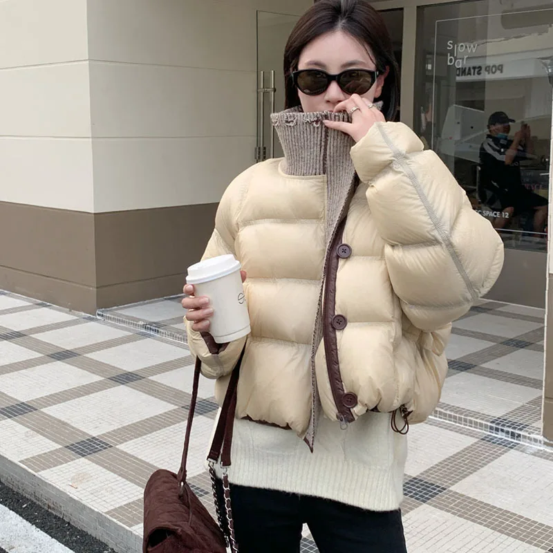 

Women's Jacket Winter Knitted Collar Style Jacket Short Thick Warm White Duck Down Women's Down Jacket JJ1147