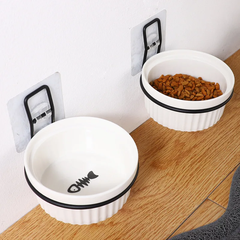 Wall-Mounted Ceramic Cat Dog Bowls Pet Cat Puppy Feeding Product Food Water Bowl For Cat Dog Pet Supplies