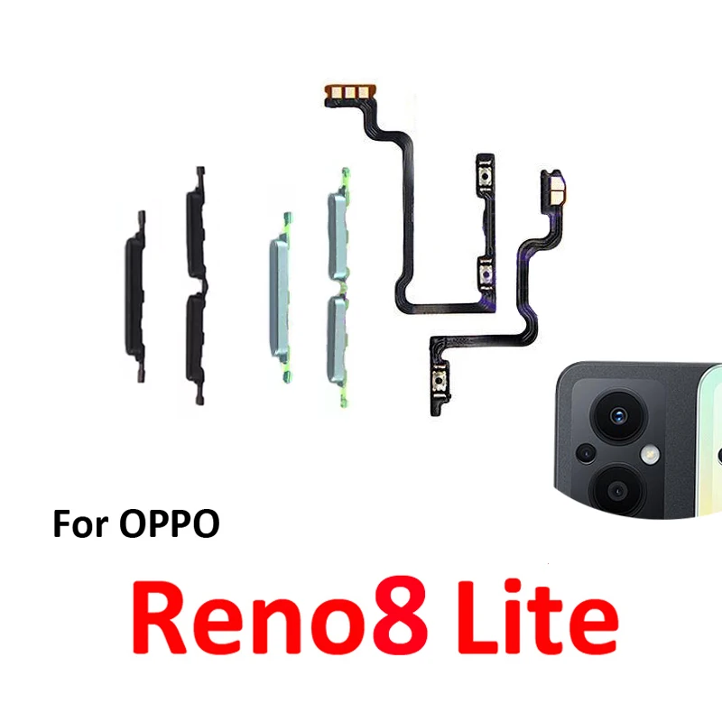 

For Oppo Reno8 Lite Phone New Power Volume Button On Off Control Key Internal Flex Cable Replacement Parts Black Green