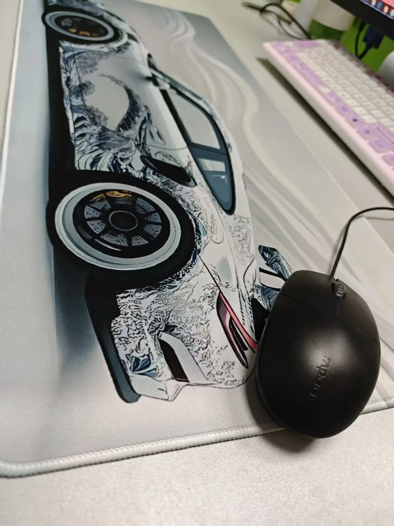 

300X700X3MM e-sports game mouse pad trendy sports car wave pattern, large thickened edge lock computer office keyboard table mat