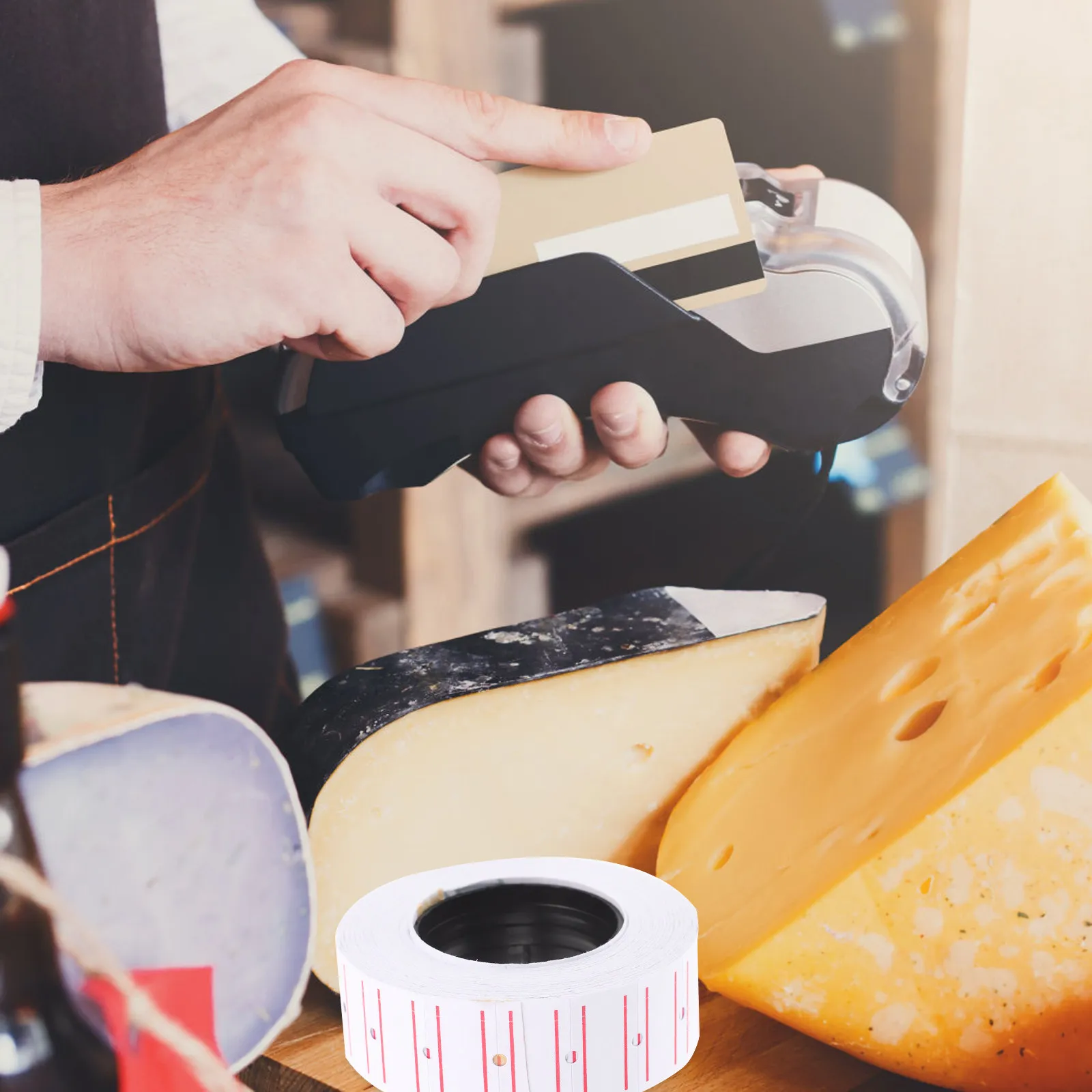 

Рулон этикеток-ценников для розничных магазинов, самоклеящиеся ценники для маркировки товаров, двусторонние красные