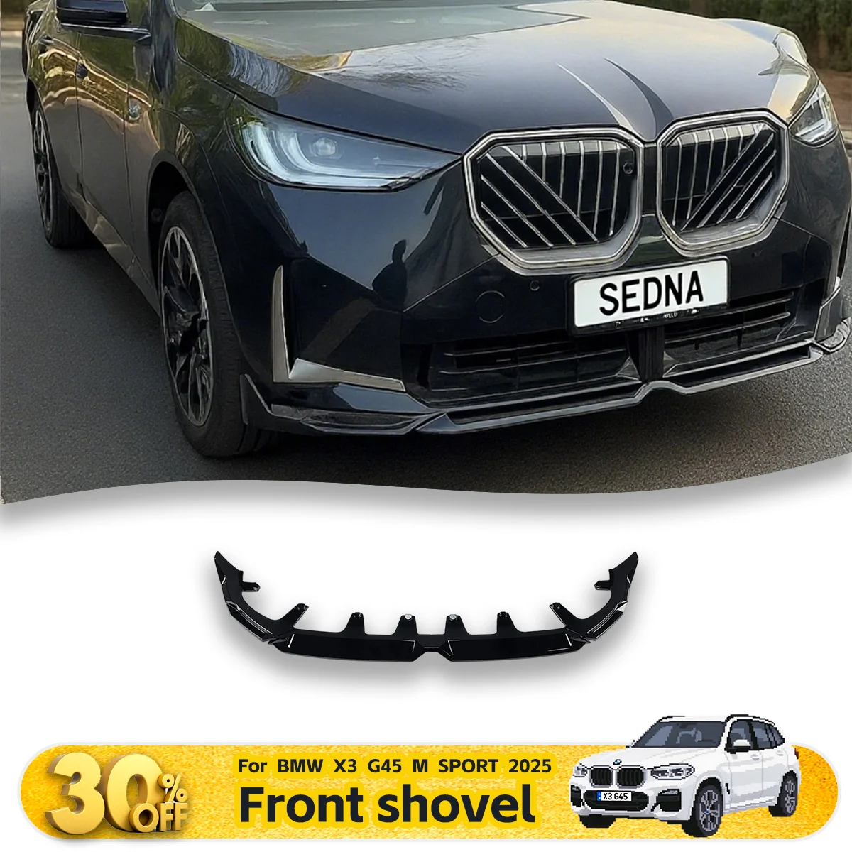 

Для 2025-2026 BMW X3 G45 MP Стиль Передний бампер Губный спойлер Сплиттер Нижний комплект кузова Диффузор Тюнинг Защита ABS Автомобильные аксессуары