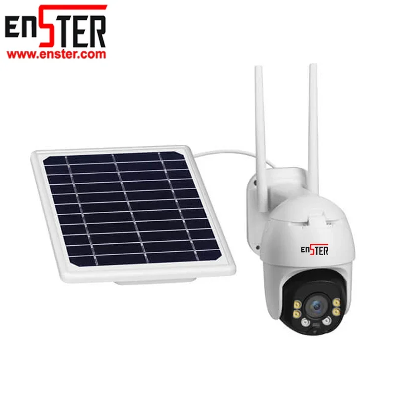 ENSTER Lte Solar Powered Battery Pan Tilt Dome Camera Outdoor Security Two-way Audio 3G 4G SD Card Night VISION Motion Detection