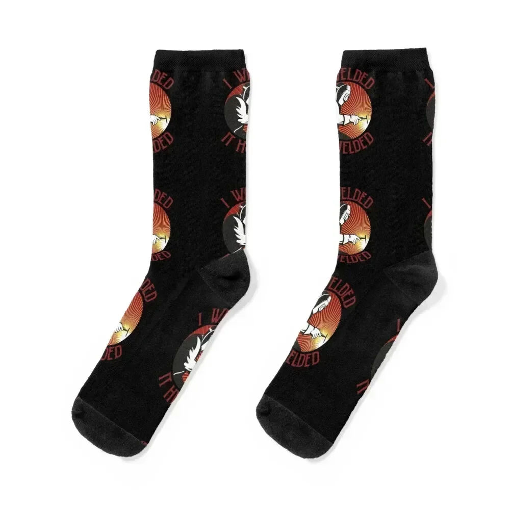 

I Welded It Helded Red Black Welding Humor Socks christmas stocking Thermal man winter Men Socks Luxury Brand Women's