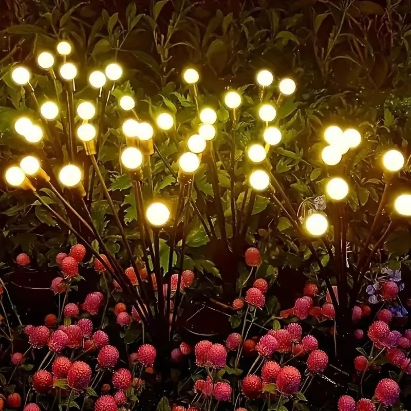 Lâmpada solar led para gramado, lâmpada firefly, pátio, jardim, gramado, acampamento, lâmpada decorativa, à prova d'água, montada no vento