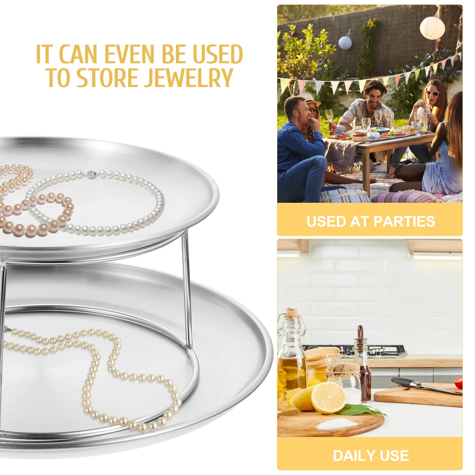 

1 Set Stainless Steel Dessert Stand For Cupcakes Cakes Fruits Food Display Tray Party Wedding Birthday Serving Plate Holder