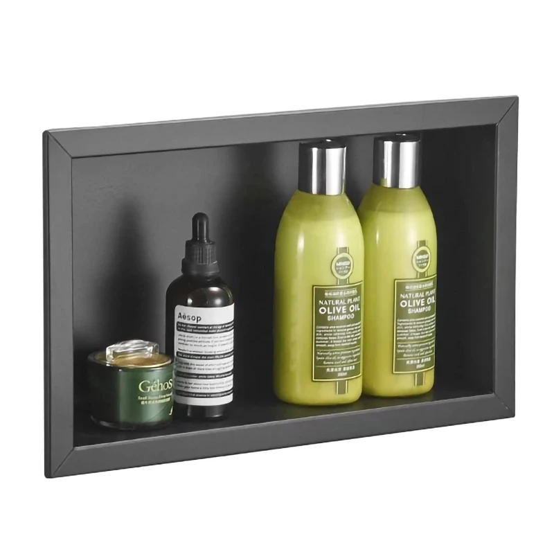 

Black Stainless Steel Bathroom Storage Cabinet Concealed Built-In Wall Niche Cabinet Hotel In-Wall Toilet Storage
